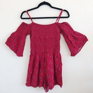 Ruffle, flare floral romper